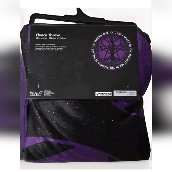 Spirit Haloween Glitter Fleece Throw Purple Black Soft Blanket 60"x 60" NWT - Picture 3 of 5